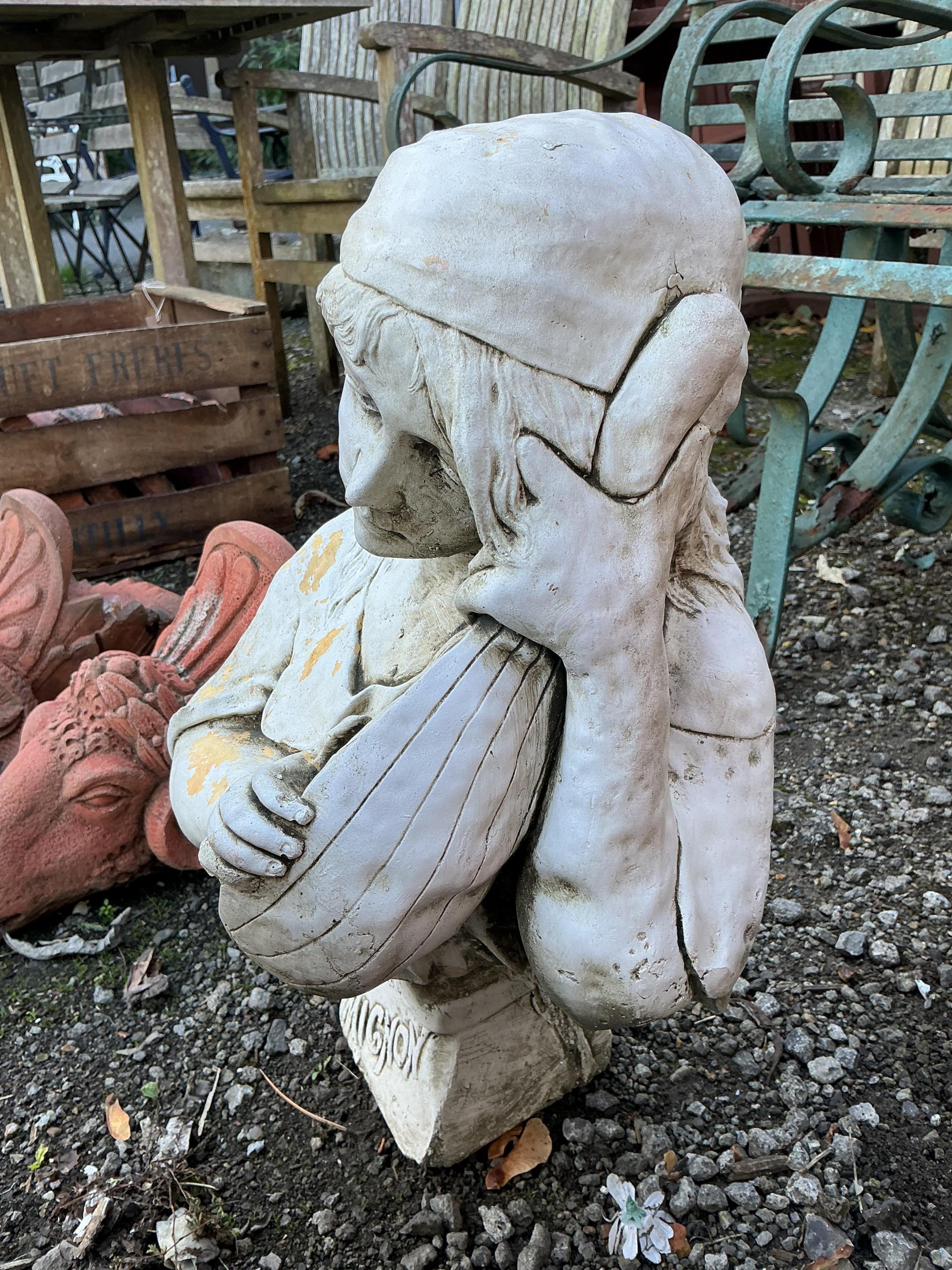 Three stone classical female busts, largest height 52cm